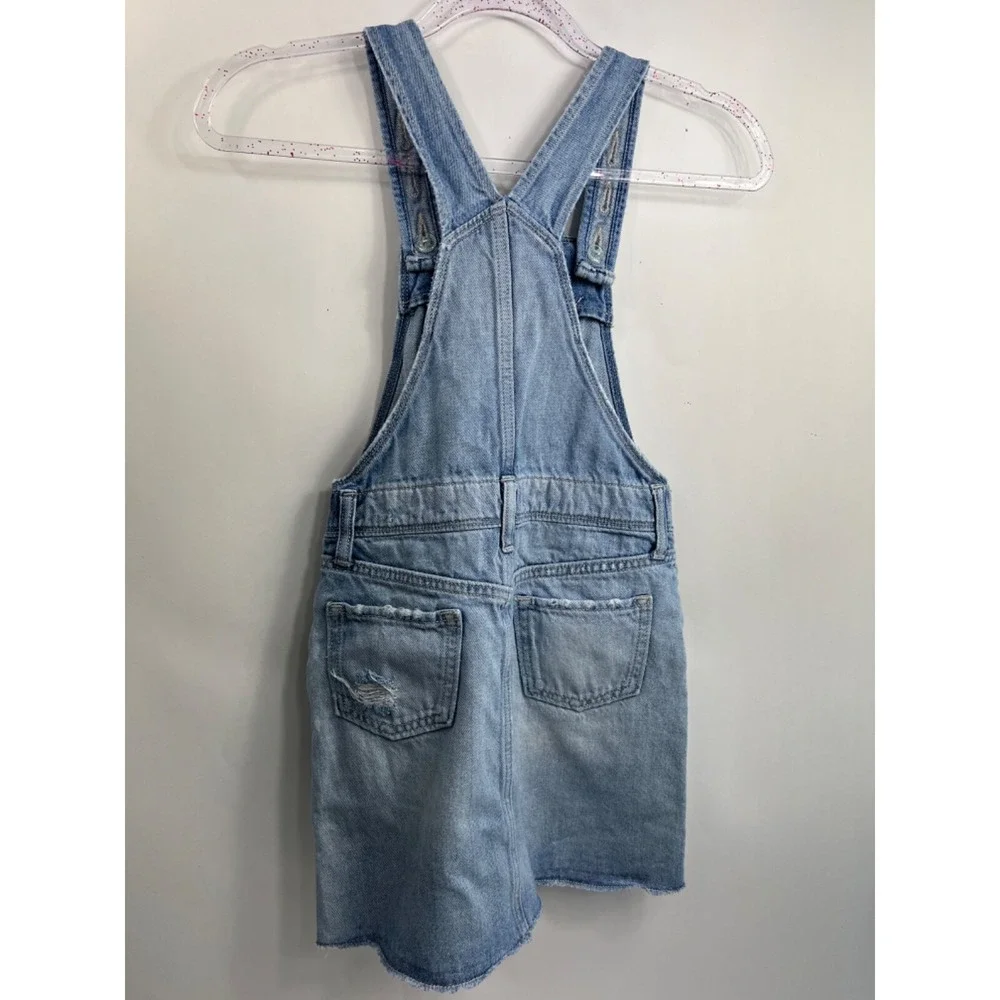 Old Navy Bib Overall Jumper Skirt‎ Dress Girls' Size 8 Blue Denim Raw Hem